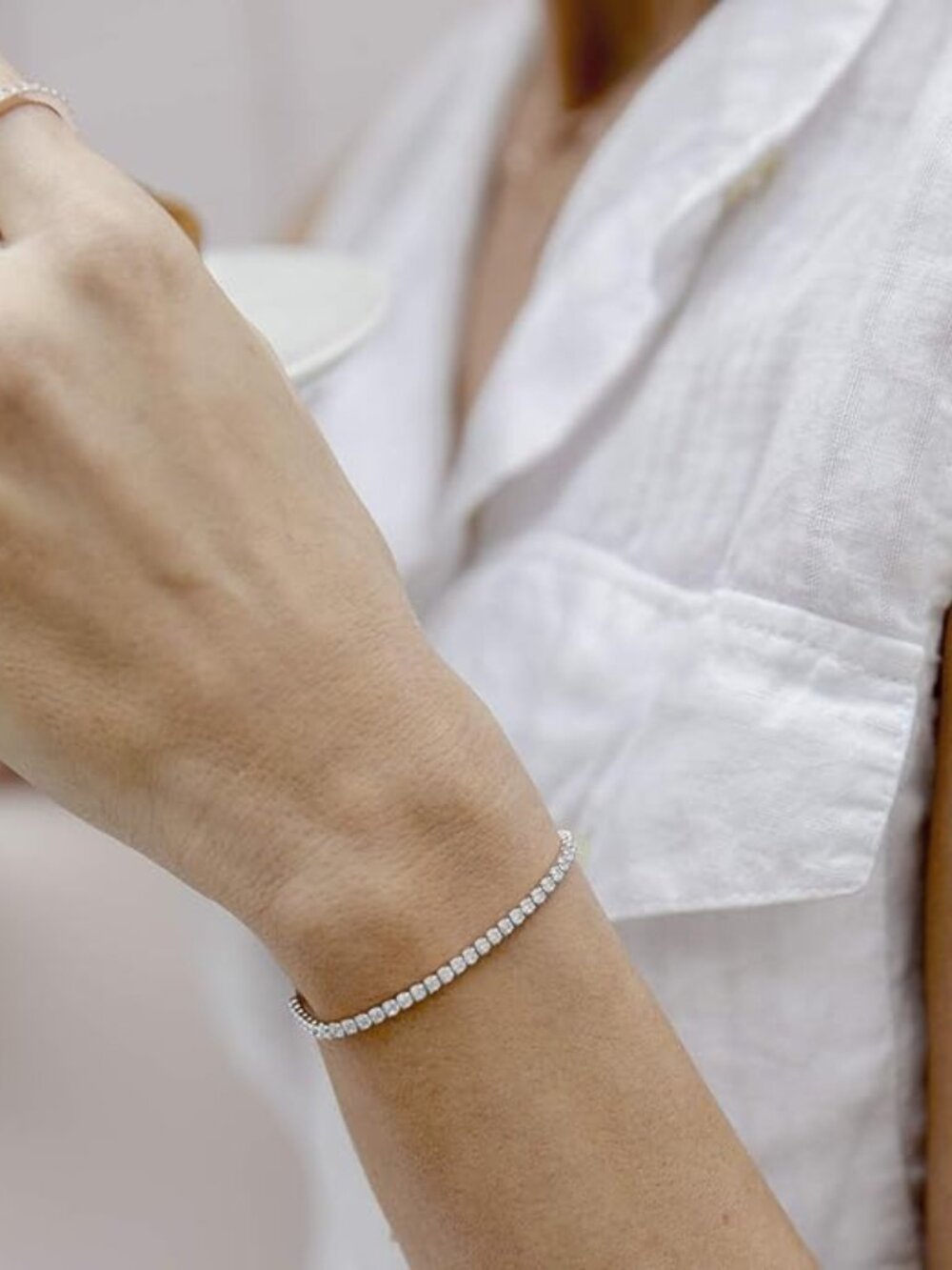 PAVOI 14K Gold Plated Cubic Zirconia Classic Tennis Bracelet Adjustable